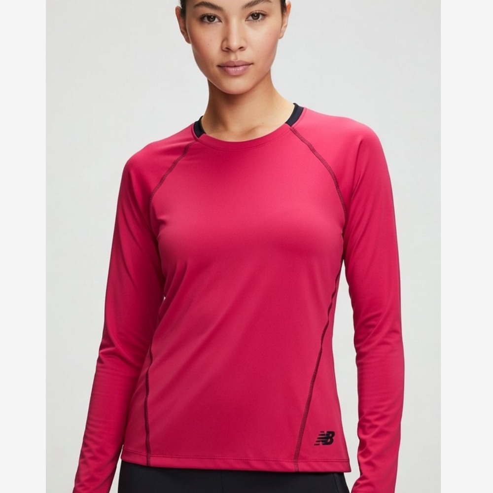 NEW BALANCE Hot Pink Fleece Lined  Long Sleeve Tee